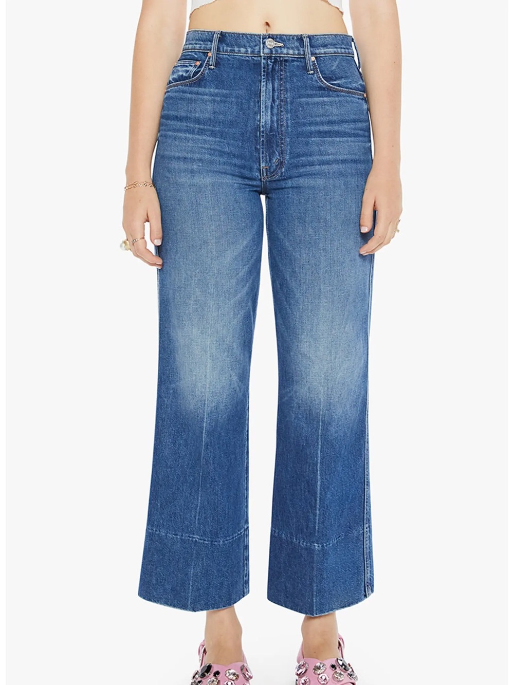 Mother Maven High Waist Ankle Wide Leg Jeans